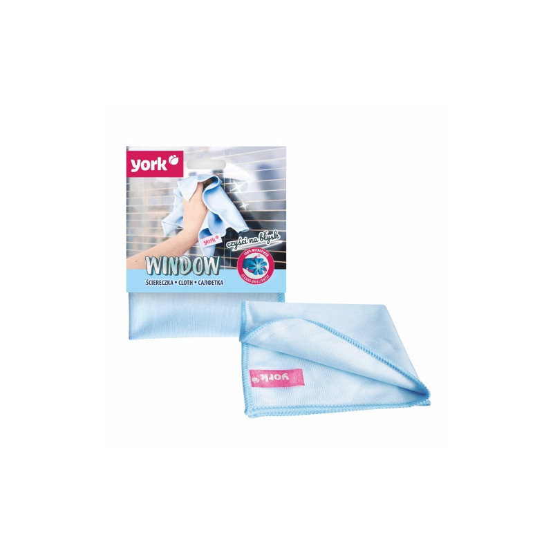 Laveta microfibra, 30 x 30cm, pentru geamuri, super absorbanta, nu lasa scame, YORK - bleu
