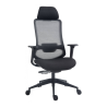 Scaun de birou, brate plastic, rotile, mesh textil/stofa, cu tetiera, Office Products Siros - negru