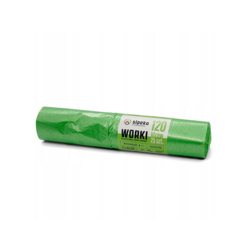Saci menajeri extra rezistenti LDPE, 120L, 70 x 110cm, 24 microni, 25buc/rola, Sipeko - verzi