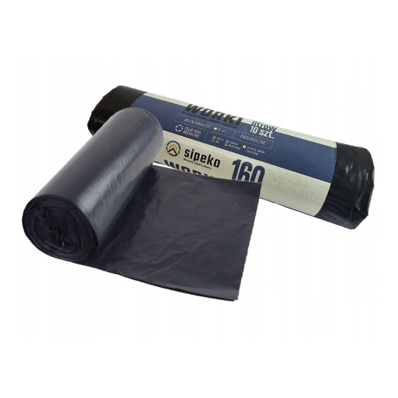 Saci menajeri super rezistenti LDPE, 160L, 90 x 110cm, 28 microni, 10buc/rola, Sipeko - negri
