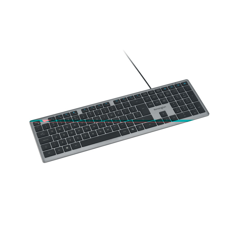 Tastatura Kensington EQ KB515, reincarcabila, cu fir, plastic partial reciclat, gri