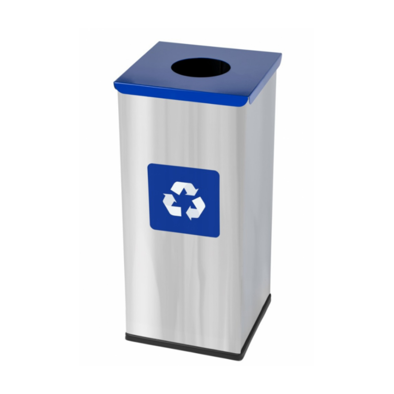 Cos pentru reciclare selectiva 60L, din otel lacuit ECO SQUARE - albastru