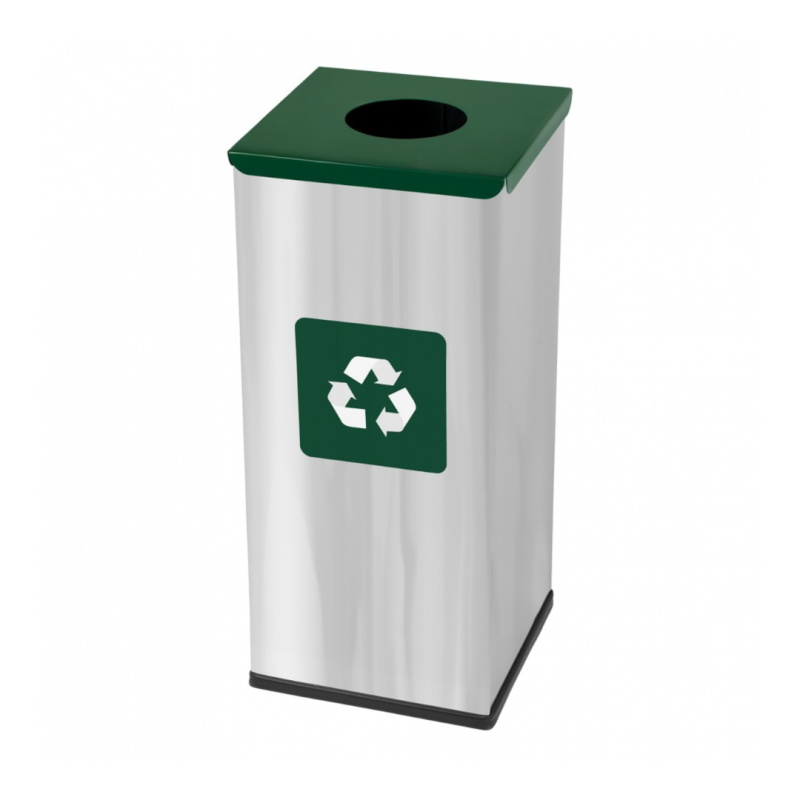 Cos pentru reciclare selectiva 60L, din otel lacuit ECO SQUARE - verde