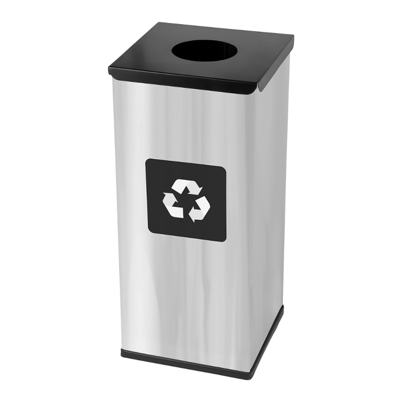 Cos pentru reciclare selectiva 60L, din otel lacuit ECO SQUARE - maro