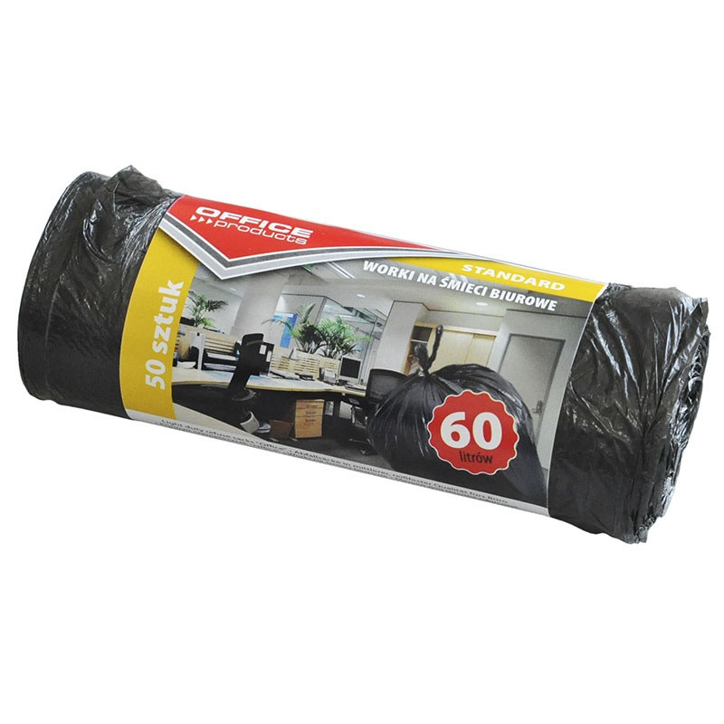 Saci menaj standard 60L, 58 x 70cm, 6.3 microni, 50buc/rola, Office Products - negri