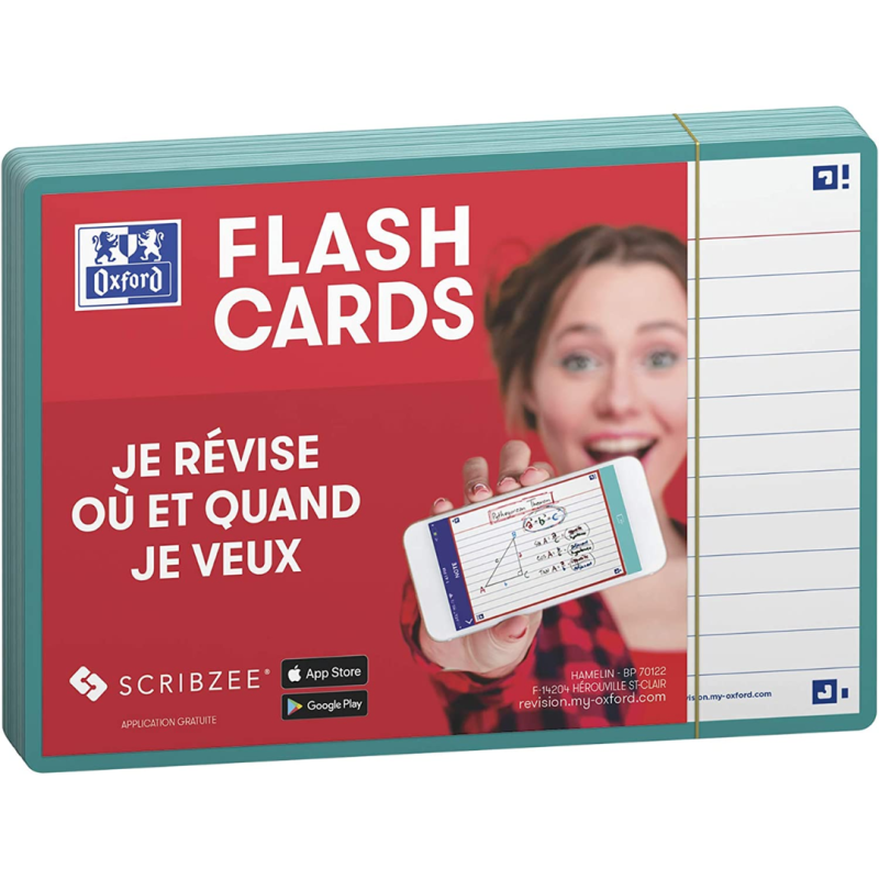 OXFORD Flash Cards 2.0, 80 flash cards/set, A6(105 x 148mm), Scribzee-dict-margine verde menta