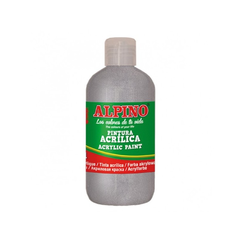 Vopsea acrilica, rezistenta la apa, 250ml, ALPINO - argintiu metalizat