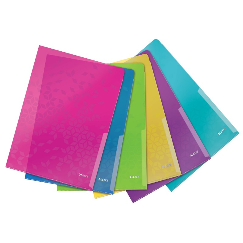 Mapa de protectie LEITZ Wow cu deschidere laterala si superioara, PP, 6 buc/set - diverse culori