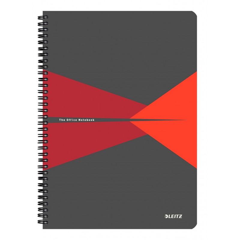 Caiet de birou LEITZ Office, carton, A4, cu spira, matematica - rosu