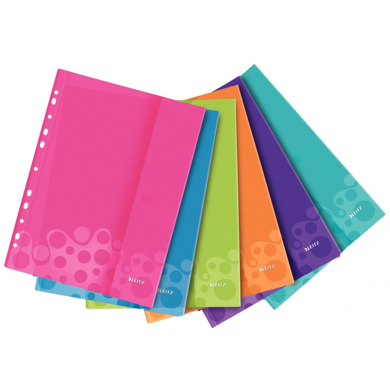 Folie protecţie color LEITZ Wow cu arici, 6 buc/set - diverse culori