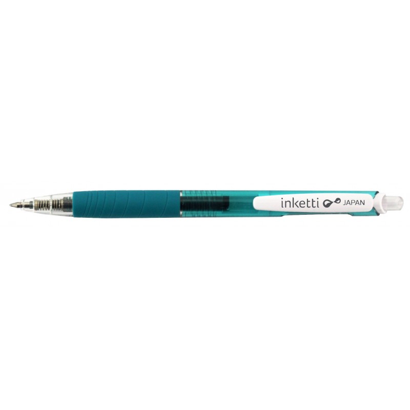 Pix cu gel PENAC Inketti, rubber grip, 0.5mm, corp turcoaz transparent - scriere turcoaz