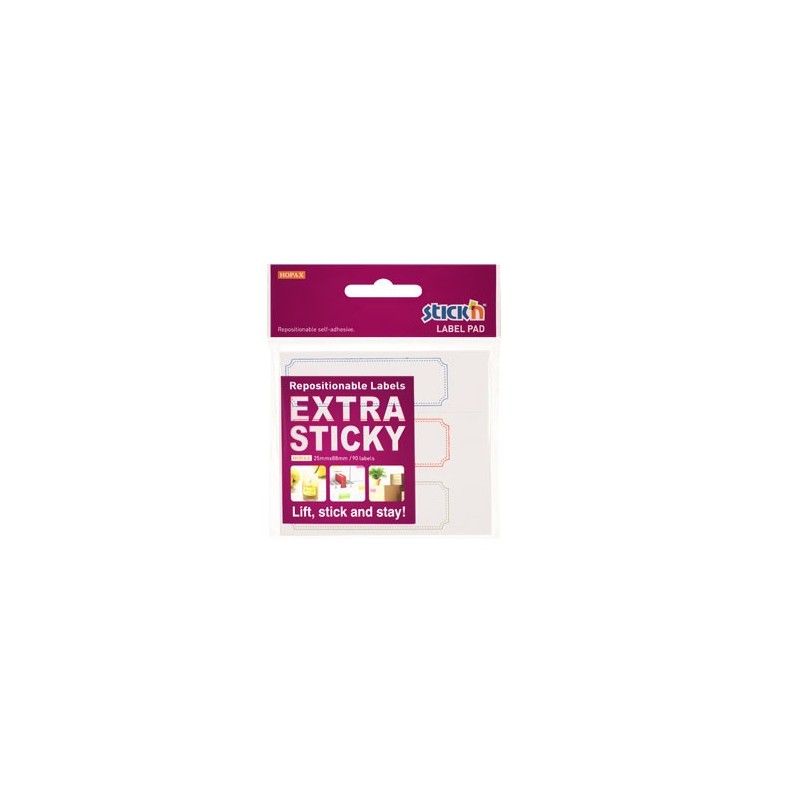 Etichete autoadezive 25 x 88 mm, 3 x 30 etichete/set Stick"n Extra sticky label - albe- chenar color