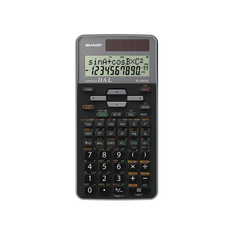 Calculator stiintific, 10 digits, 400+ functiuni, 161x80x15 mm, dual power, SHARP EL-520TGGY - gri
