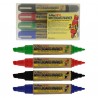 Marker pentru tabla de scris ARTLINE 525T, doua capete - varf rotund 2.0mm/tesit 5.0mm, 4 culori/set