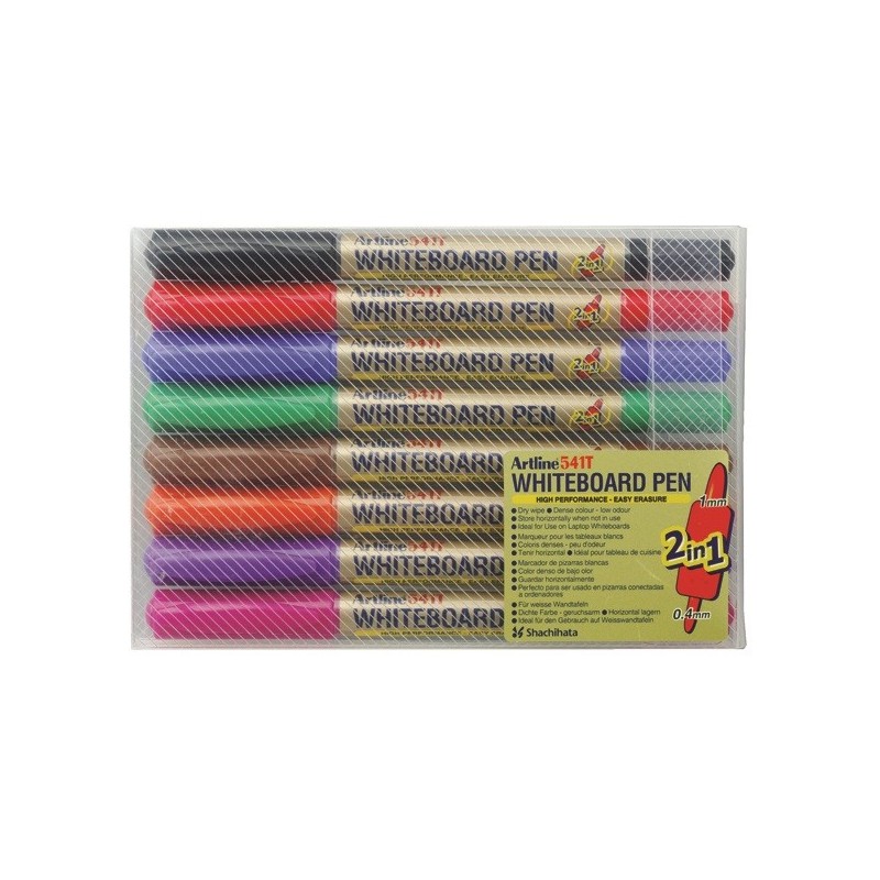 Marker pentru tabla de scris ARTLINE 541T, doua capete - varfuri rotunde 0.4mm/1.0mm, 8 buc/set