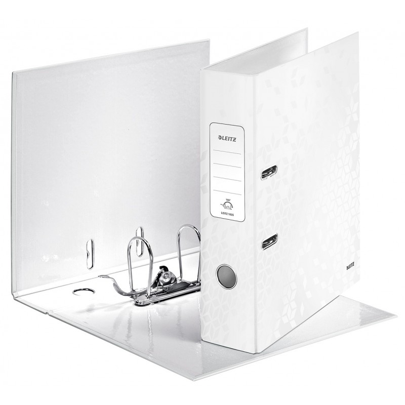 Biblioraft LEITZ 180 Wow, A4, 85mm, carton laminat - alb metalizat