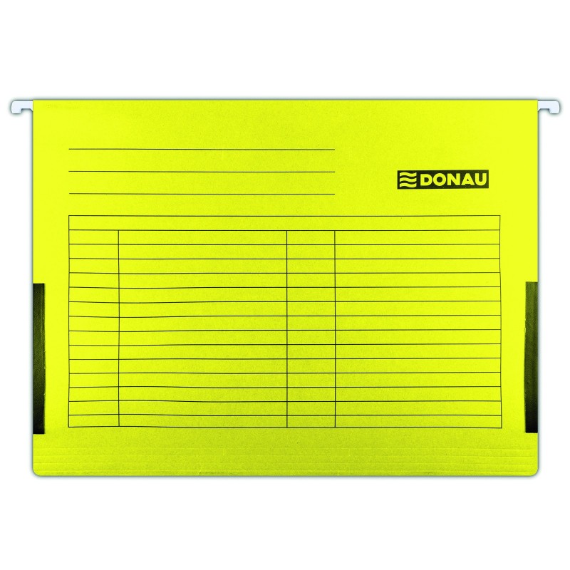 Dosar suspendabil cu burduf si eticheta , bagheta metalica, 5 buc/set, DONAU - galben