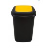 Cos plastic pentru reciclare selectiva, capacitate 28l, PLAFOR Quatro - negru cu capac galben
