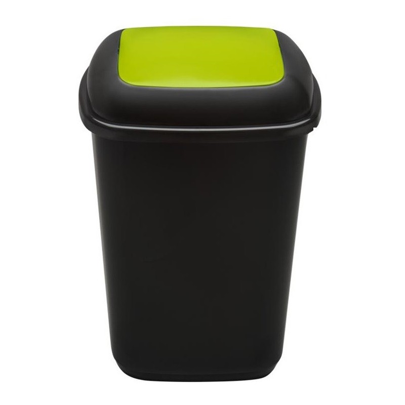 Cos plastic pentru reciclare selectiva, capacitate 28l, PLAFOR Quatro - negru cu capac verde