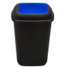 Cos plastic pentru reciclare selectiva, capacitate 28l, PLAFOR Quatro - negru cu capac albastru
