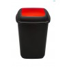 Cos plastic pentru reciclare selectiva, capacitate 28l, PLAFOR Quatro - negru cu capac rosu