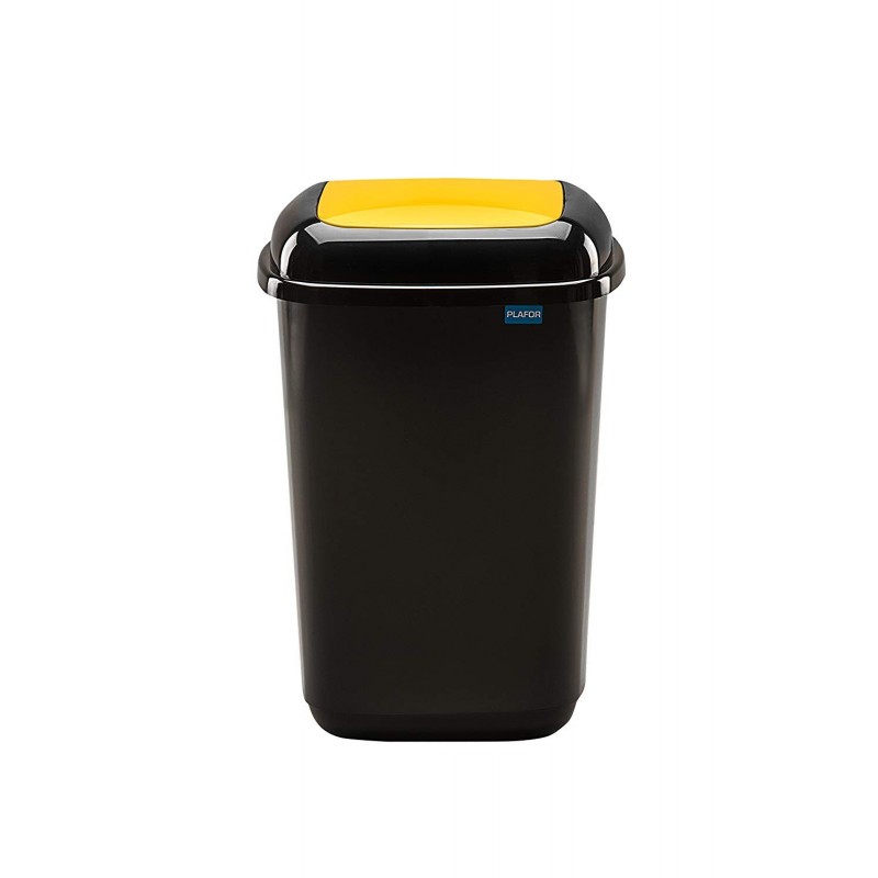 Cos plastic pentru reciclare selectiva, capacitate 45l, PLAFOR Quatro - negru cu capac galben