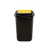 Cos plastic pentru reciclare selectiva, capacitate 45l, PLAFOR Quatro - negru cu capac galben