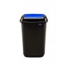 Cos plastic pentru reciclare selectiva, capacitate 45l, PLAFOR Quatro - negru cu capac albastru
