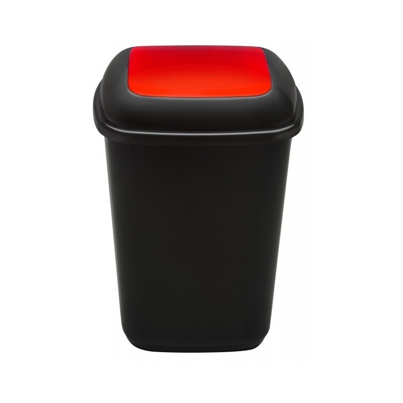 Cos plastic pentru reciclare selectiva, capacitate 45l, PLAFOR Quatro - negru cu capac rosu