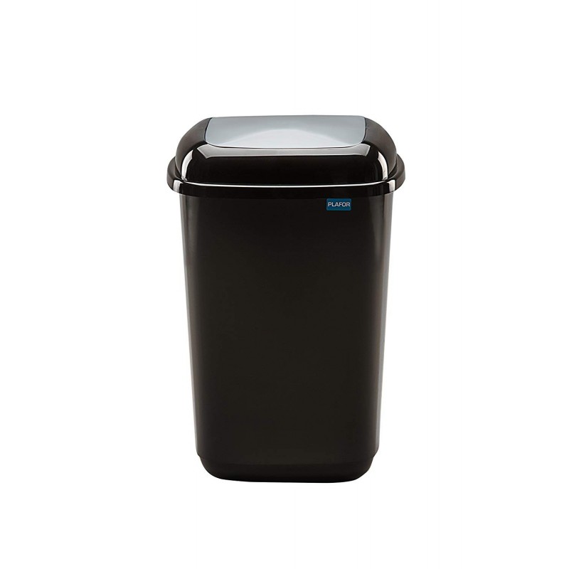 Cos plastic pentru reciclare selectiva, capacitate 45l, PLAFOR Quatro - negru cu capac gri