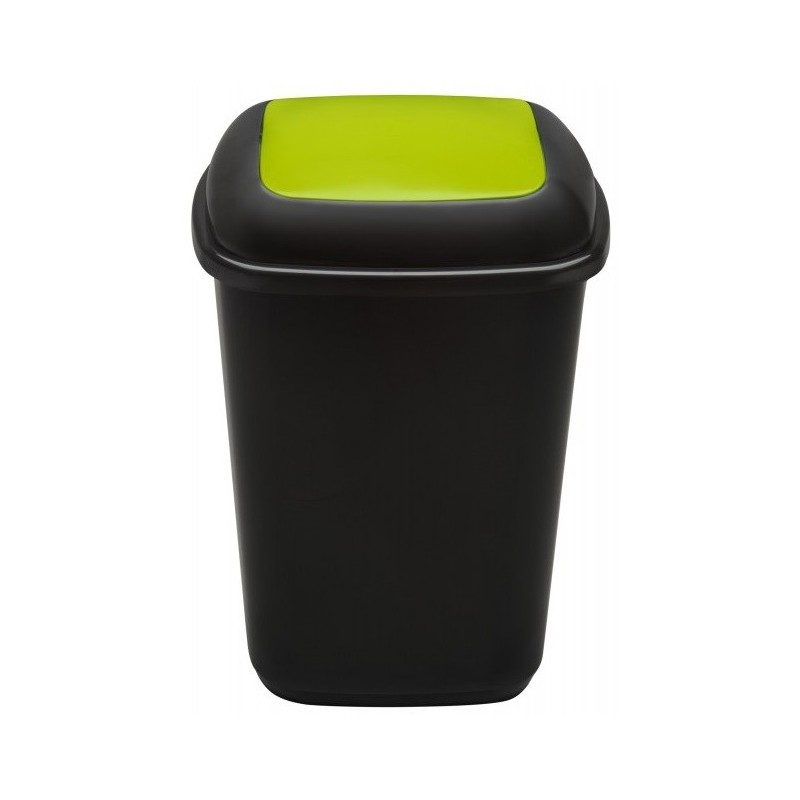 Cos plastic pentru reciclare selectiva, capacitate 90l, PLAFOR Quatro - negru cu capac verde