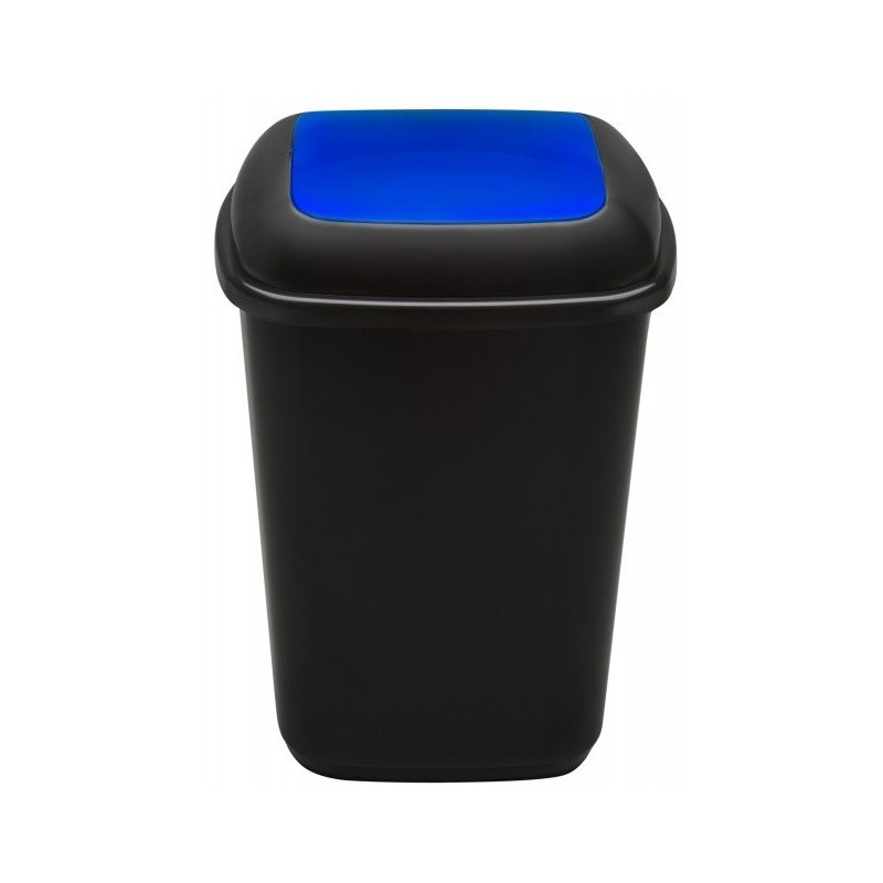 Cos plastic pentru reciclare selectiva, capacitate 90l, PLAFOR Quatro - negru cu capac albastru