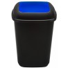 Cos plastic pentru reciclare selectiva, capacitate 90l, PLAFOR Quatro - negru cu capac albastru