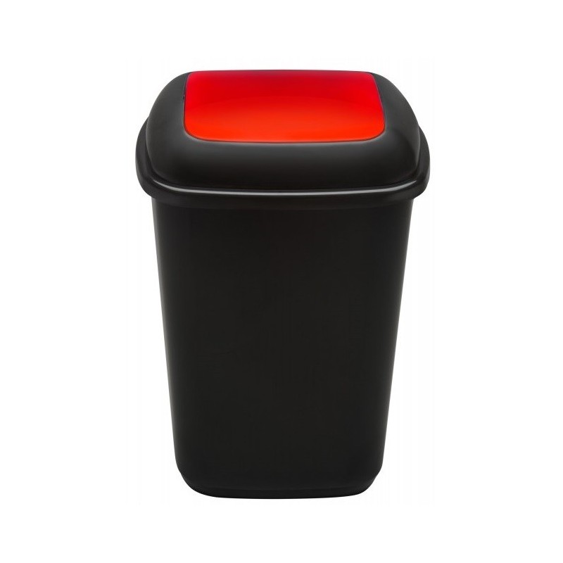 Cos plastic pentru reciclare selectiva, capacitate 90l, PLAFOR Quatro - negru cu capac rosu