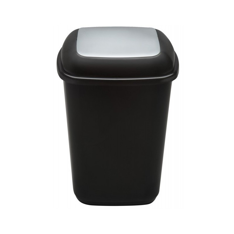Cos plastic pentru reciclare selectiva, capacitate 90l, PLAFOR Quatro - negru cu capac gri