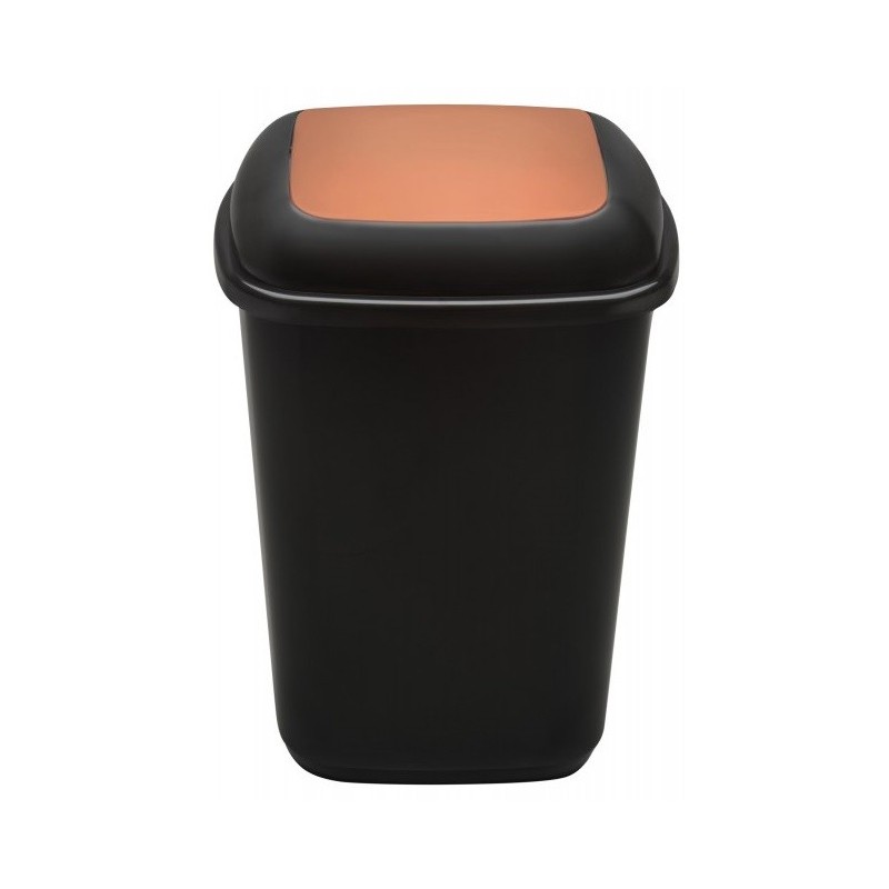 Cos plastic pentru reciclare selectiva, capacitate 90l, PLAFOR Quatro - negru cu capac maro