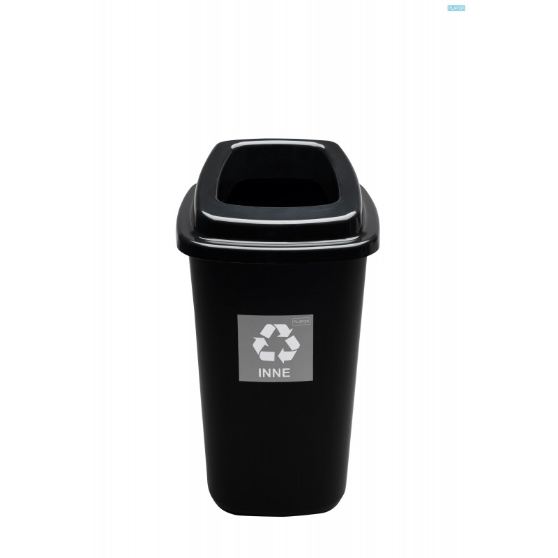 Cos plastic pentru reciclare selectiva, capacitate 90l, PLAFOR Quatro - negru cu capac negru