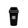 Cos plastic pentru reciclare selectiva, capacitate 90l, PLAFOR Quatro - negru cu capac negru