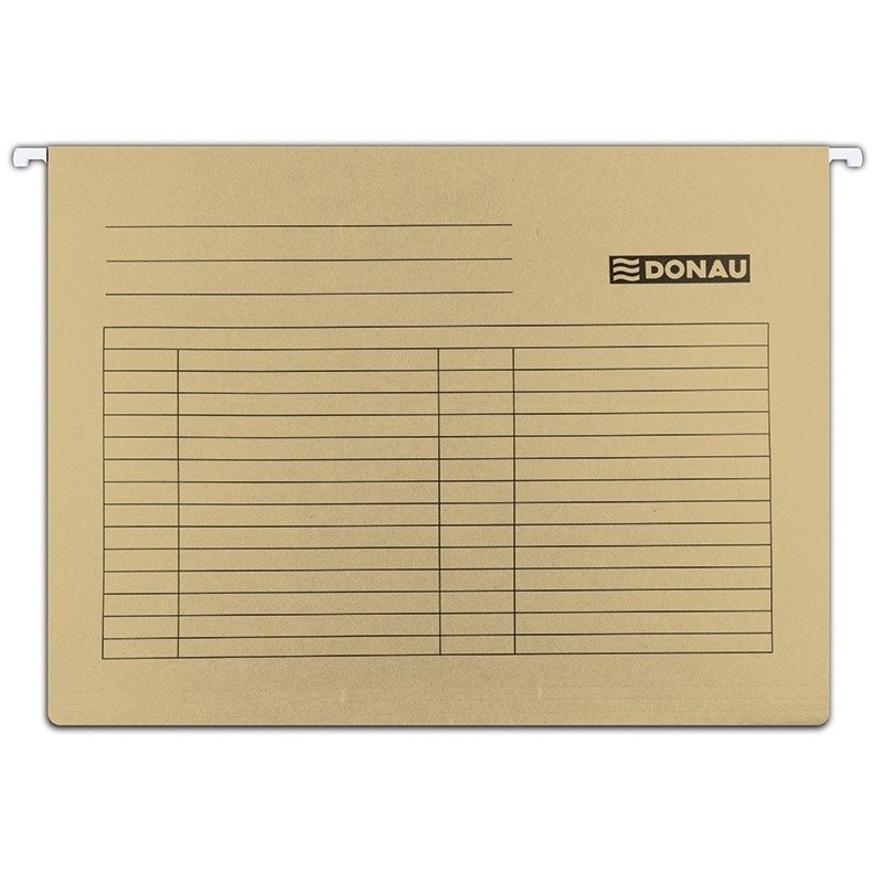 Dosar suspendabil cu eticheta, bagheta metalica, carton 230g/mp, 5 buc/set, DONAU - maro