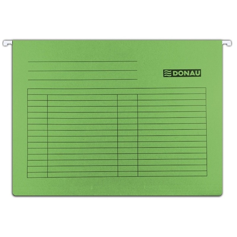 Dosar suspendabil cu eticheta, bagheta metalica, carton 230g/mp, 5 buc/set, DONAU - verde
