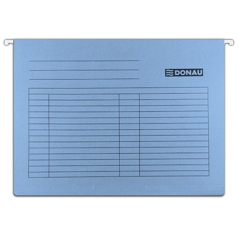 Dosar suspendabil cu eticheta, bagheta metalica, carton 230g/mp, 5 buc/set, DONAU - albastru