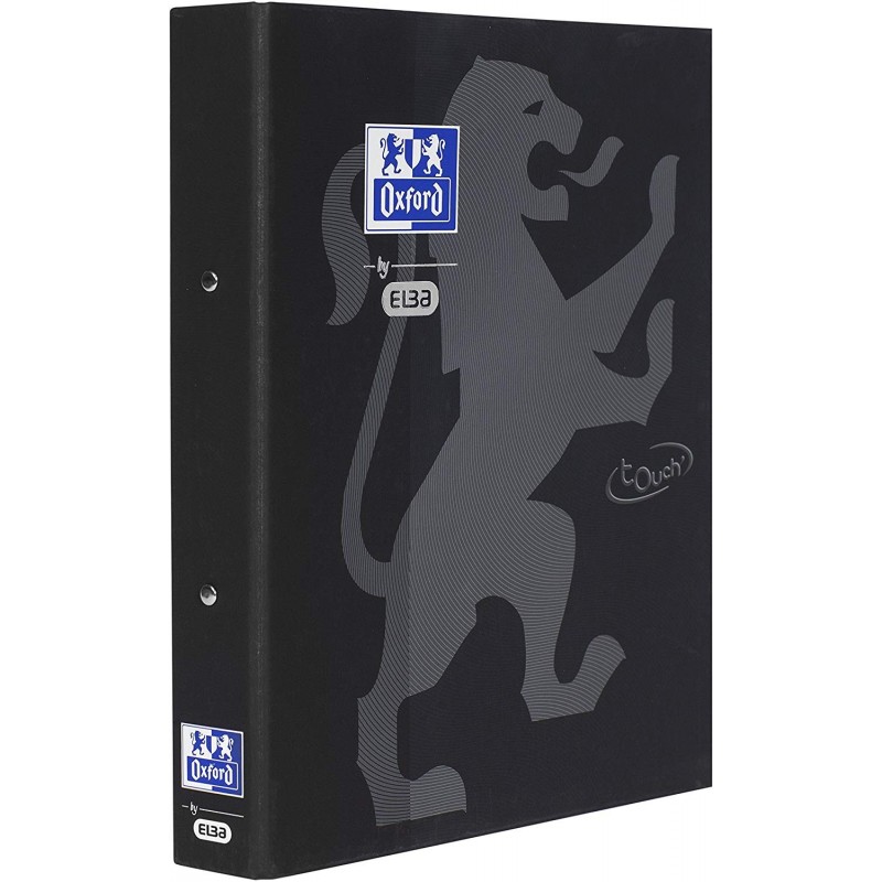 Caiet mecanic cu 2 inele, OXFORD School Touch, A4, carton color soft touch, cotor 45mm - negru