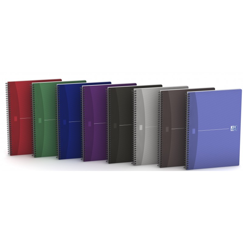 Caiet cu spirala A4, OXFORD Office Essentials, 90 file-90g/mp, Scribzee, 4 perf, coperta carton-mate