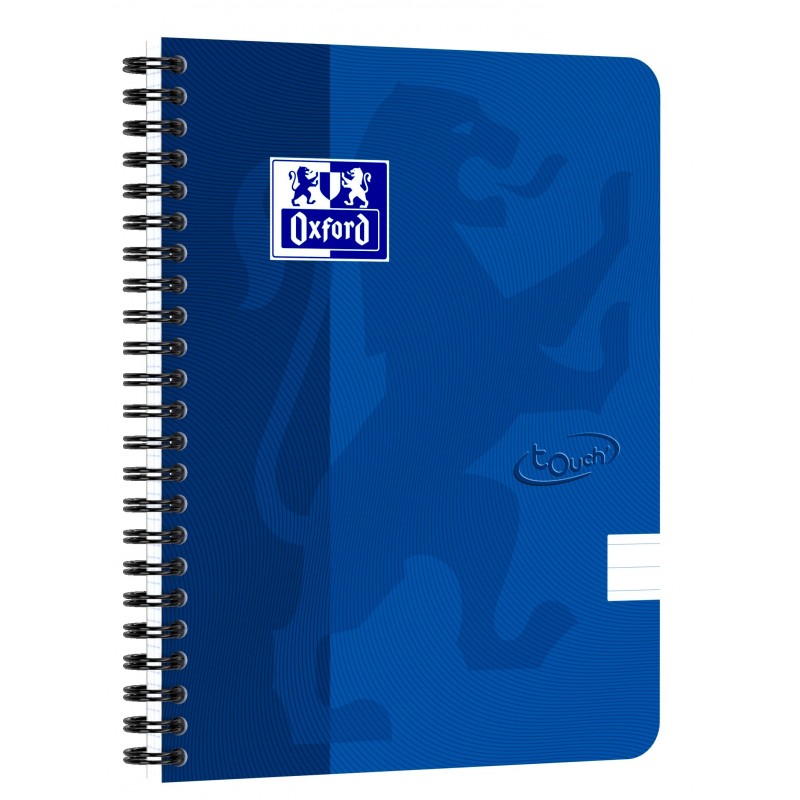 Caiet cu spirala A5, OXFORD School Touch , 70 file-90g/mp, 4 perf, coperta carton albastra -dictando