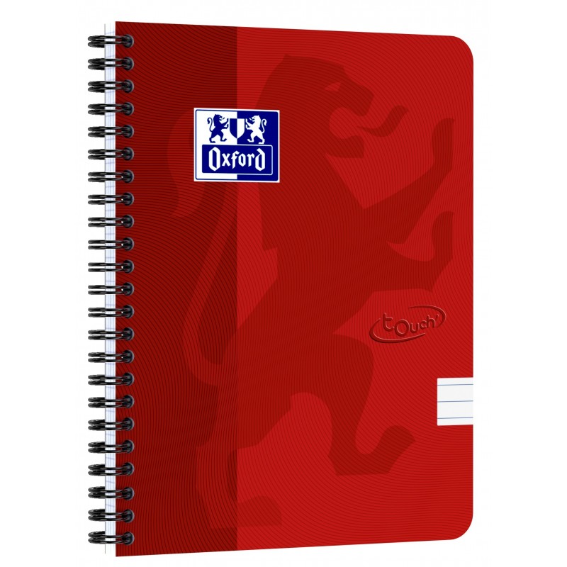 Caiet cu spirala A5, OXFORD School Touch , 70 file-90g/mp, 4 perf, coperta carton rosie - dictando