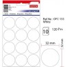 Etichete autoadezive albe, D32 mm, 120 buc/set, Tanex