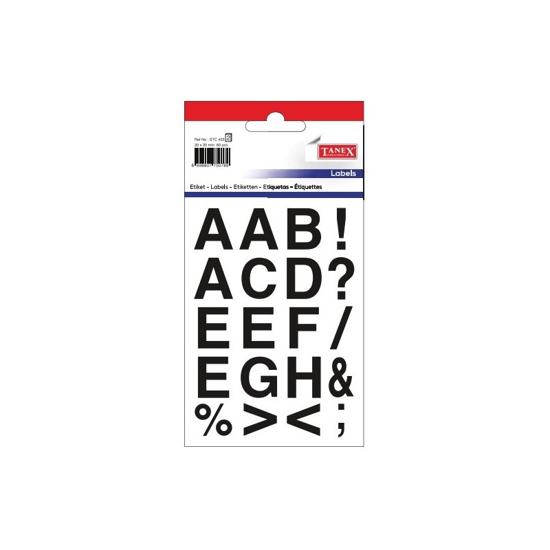 Etichete cu litere + senme ortografie, 20 x 20 mm, 61buc/set, TANEX - bold
