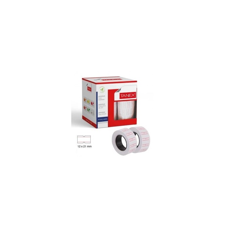Etichete de pret, 21 x 12 mm, adeziv permanent, 800buc/rola, 6 role/set, TANEX - albe
