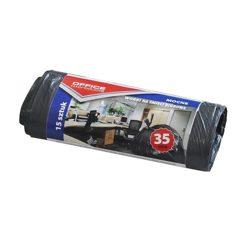 Saci menaj rezistenti 35L, 49 x 56cm, 18 microni, 15buc/rola, Office Products - negri