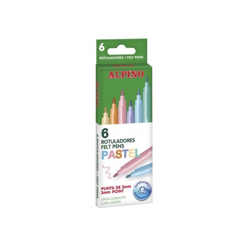 Carioca lavabila, 6 culori/cutie, ALPINO Standard - culori pastel